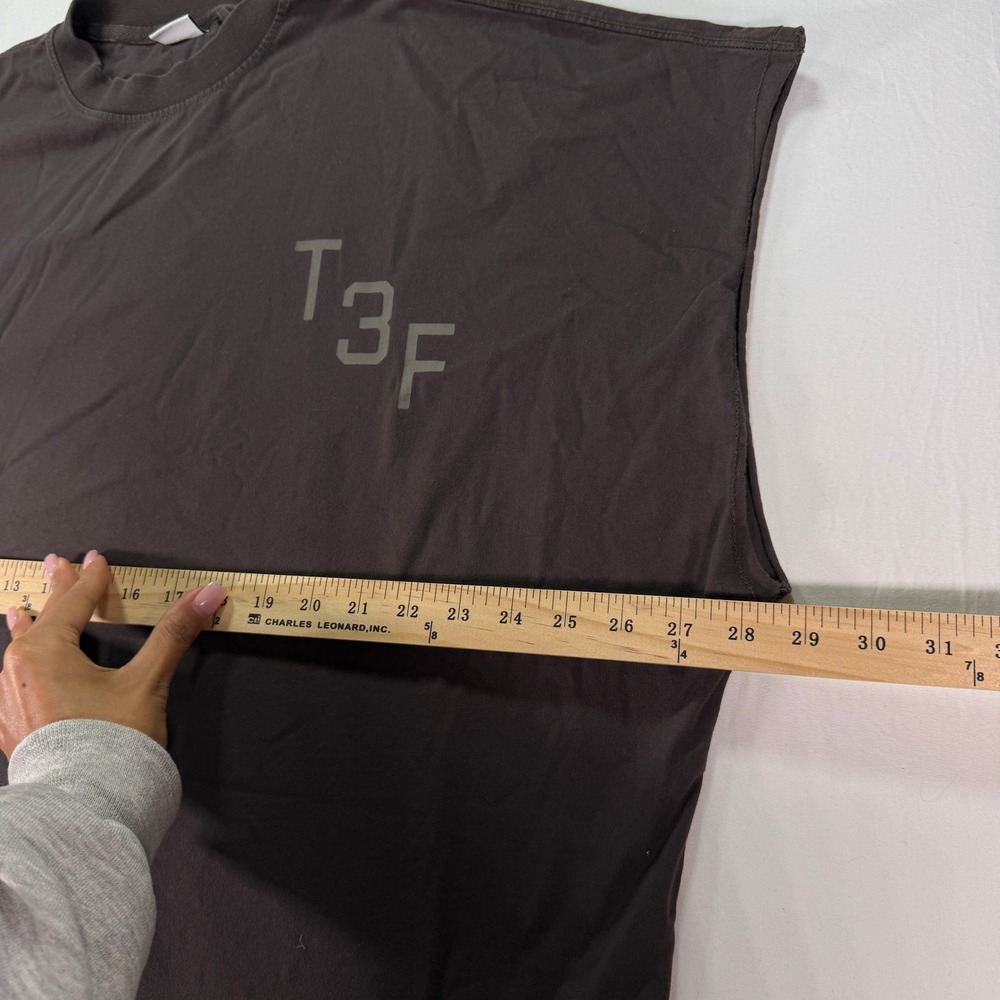 Bershka T3F Graphic Boxy Tee Men Medium Brown Oversized Sleeveless 29 Tank Top - Picture 5 of 7